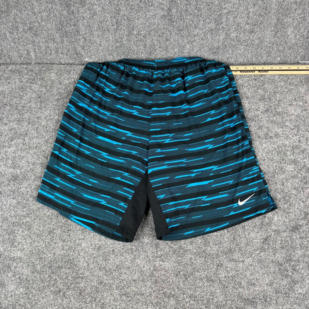Nike Athletic Shorts Mens Size XL Black Blue Dri-Fit Graphic Pattern Running
